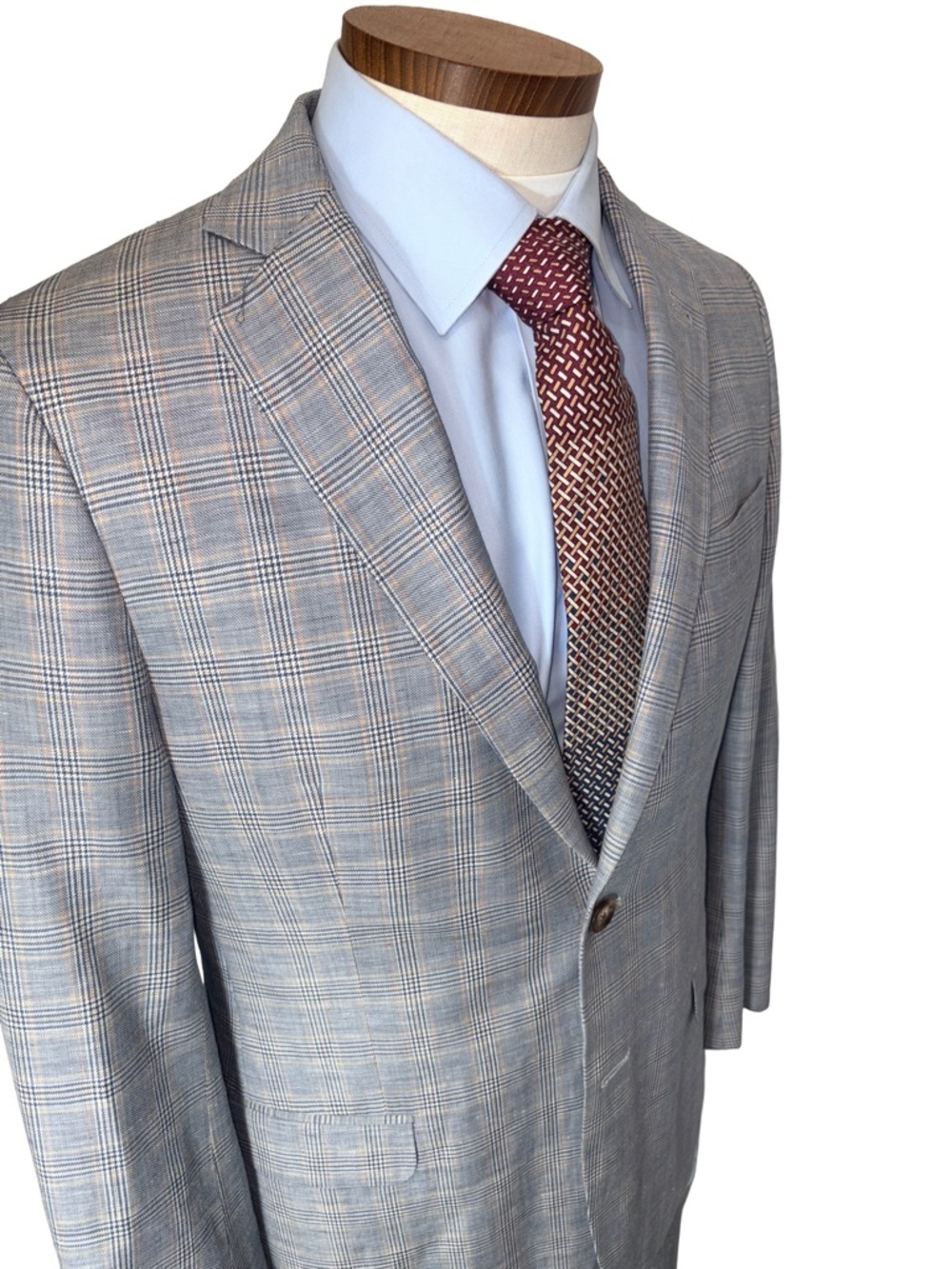 Brooks Brothers 40R Blue Glen Plaid Wool Linen Blazer Jacket
